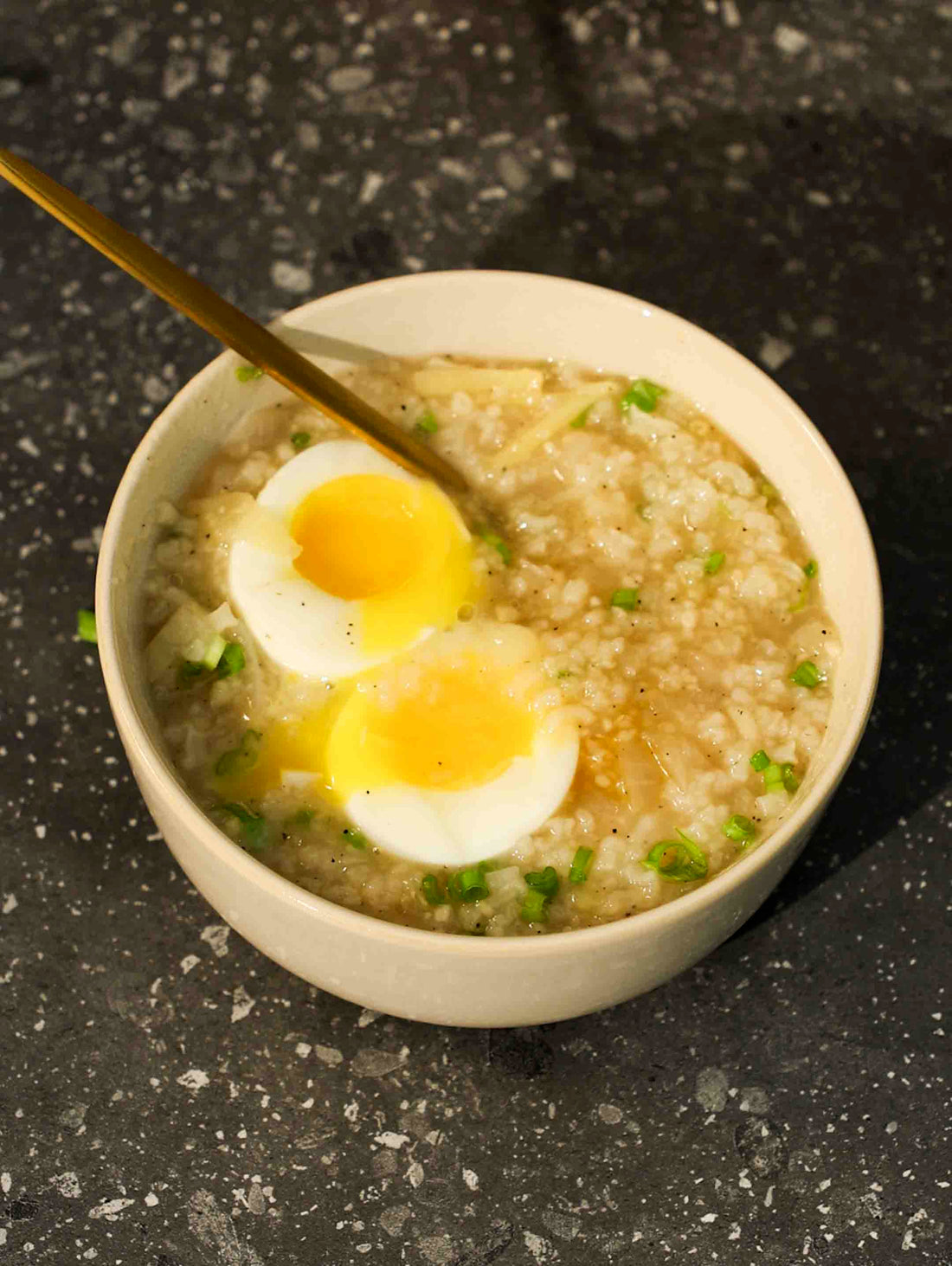 A bowl of delicious Lugaw made in the Claypot Rice Cooker. 