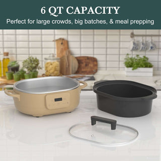 Slow Cookers by Magnifique in 6-quart capacity, featuring eco-friendly air fryer design and toxin-free cooking options.