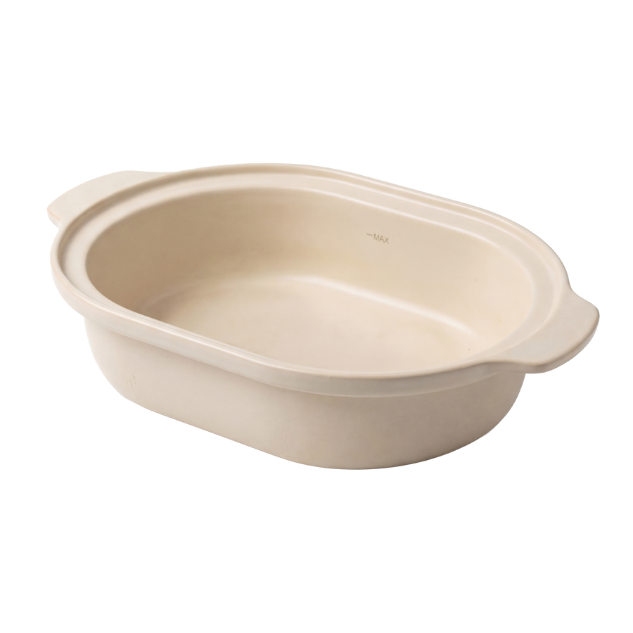 4 quart Oatmeal Claypot Multi-Cooker clay pot shown without the lid