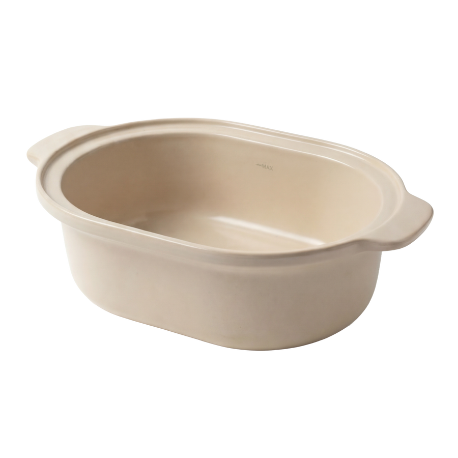 6 quart Oatmeal Claypot Multi-Cooker clay pot shown without the lid