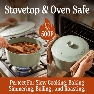 Round Claypot Multi-Cooker, stovetop and oven safe, perfect for slow cooking, non-toxic and versatile.