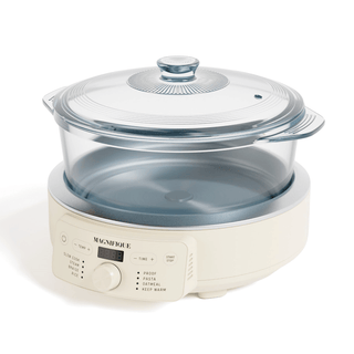 Glass Pot Multi-Cooker showcasing non-toxic materials and versatile cooking modes.