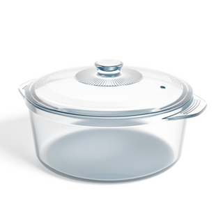 Clear glass pot with glass lid for the Glass Pot Multi-Cooker, shown without the base