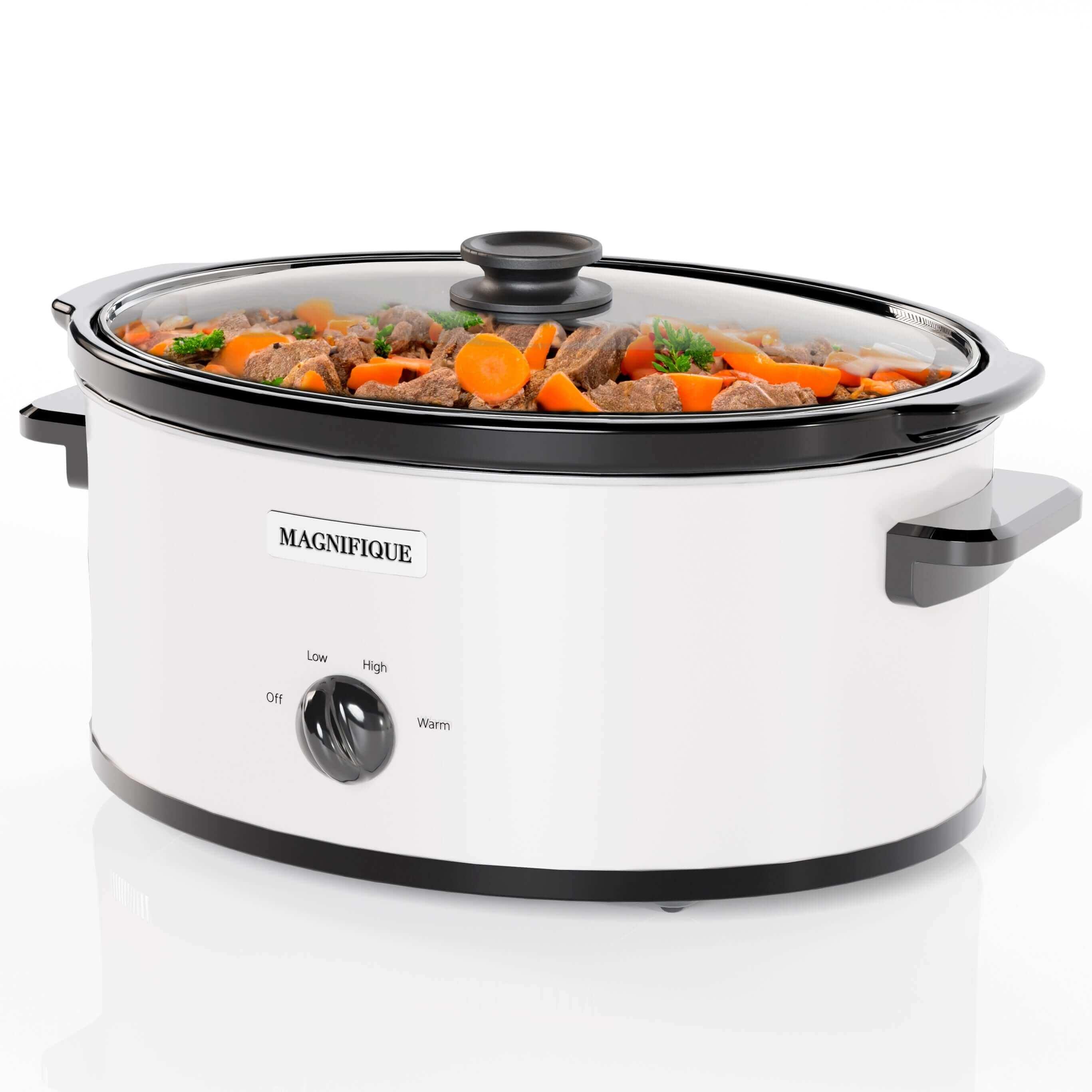 MAGNIFIQUE Oval Digital Slow Cooker with Keep Warm Setting - Perfect  Kitchen Small Appliance for Family Dinners (Stainless Steel Manual, 8 Qt)